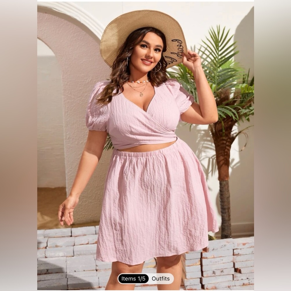 Plus Surplice Neck Cut Out Tie Back Dress